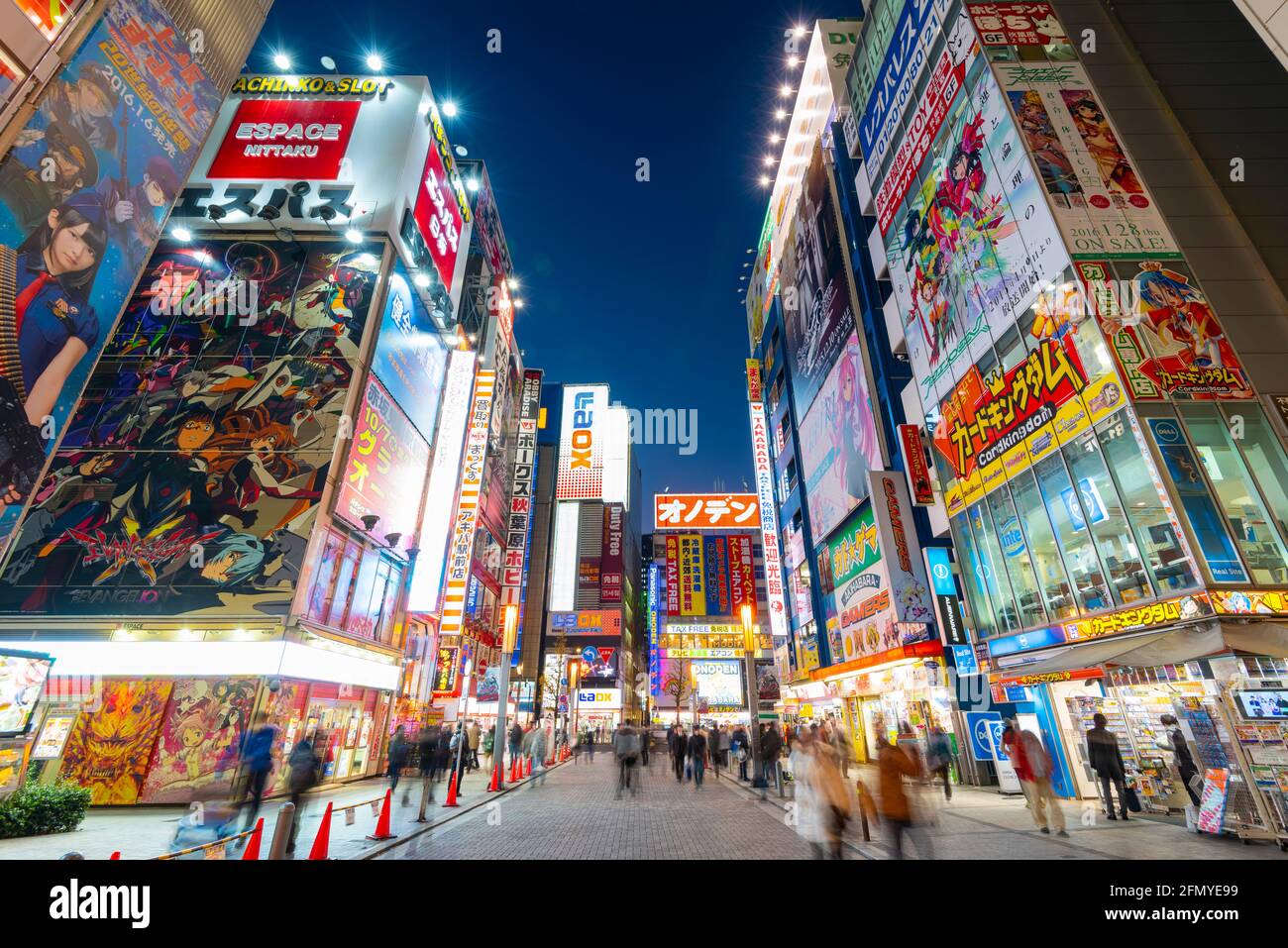 Tokyo, Japan - January 8, 2016:  Street view of Akihabara district in Tokyo, Japan. Akihabara district is a shopping area for video games, anime, mang Stock Photo