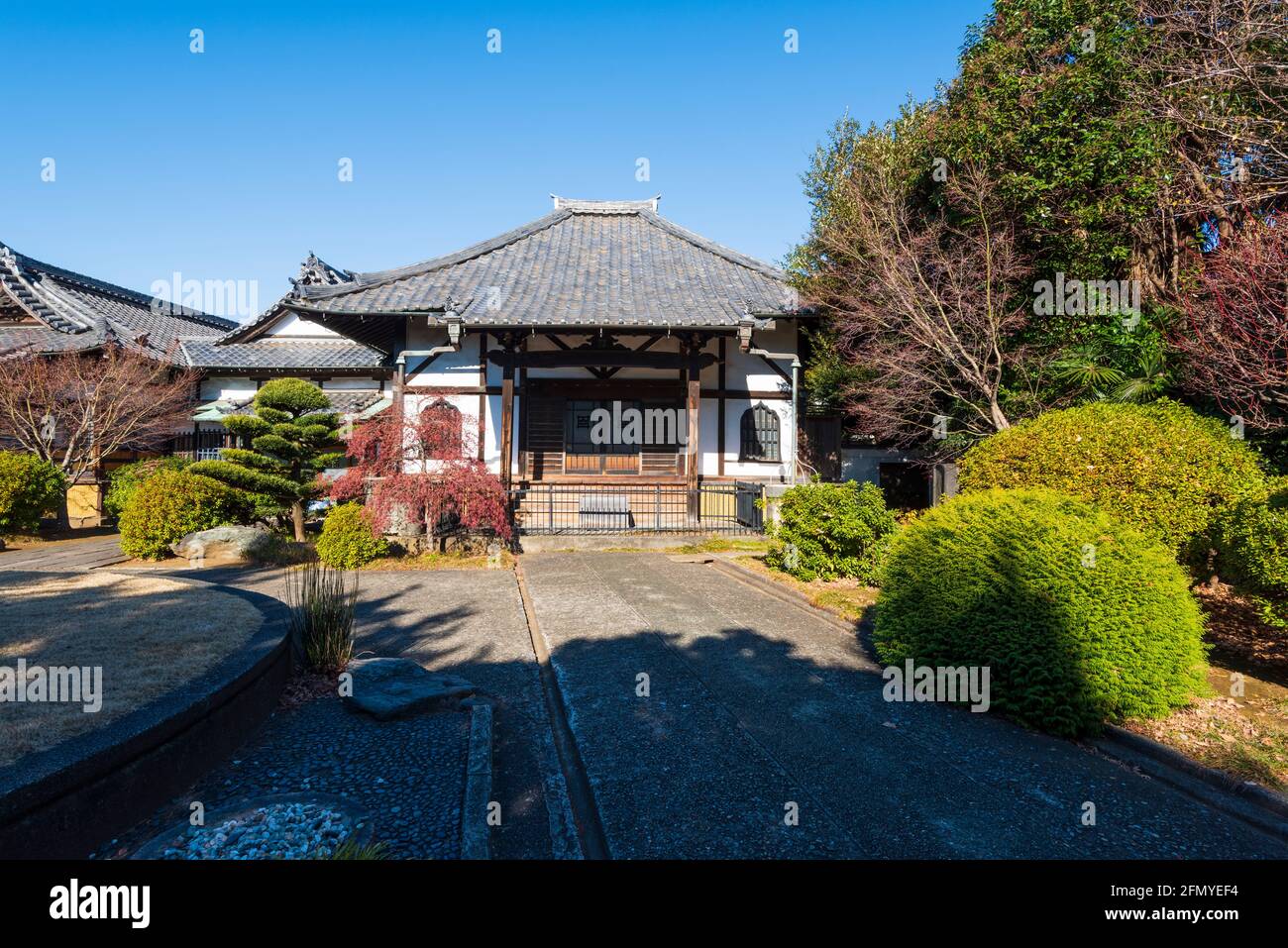 Tokyo, Japan - January 9, 2016:  Enmei-ji Temple in Yanaka, Tokyo - Japan.Yanaka is one of the few districts in Tokyo where the shitamachi atmosphere, Stock Photo
