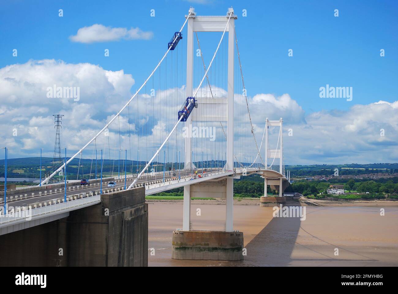 Severn Bridge from M48 Motorway viewpoint, Somerset, England, United