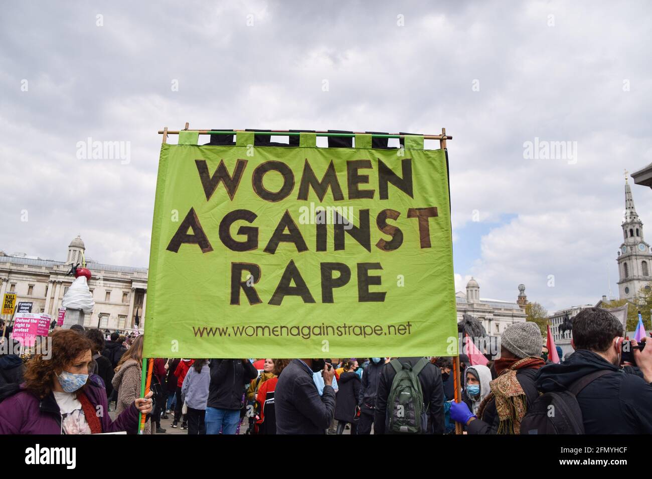 London, United Kingdom. 1st May 2021. Kill The Bill protest at Trafalgar Square. Thousands of people marched through Central London in protest against the Police, Crime, Sentencing and Courts Bill. Stock Photo