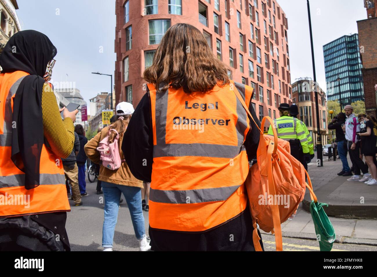 London, United Kingdom. 1st May 2021. Legal Observers at the Kill The Bill protest. Thousands of people marched through Central London in protest against the Police, Crime, Sentencing and Courts Bill. Stock Photo
