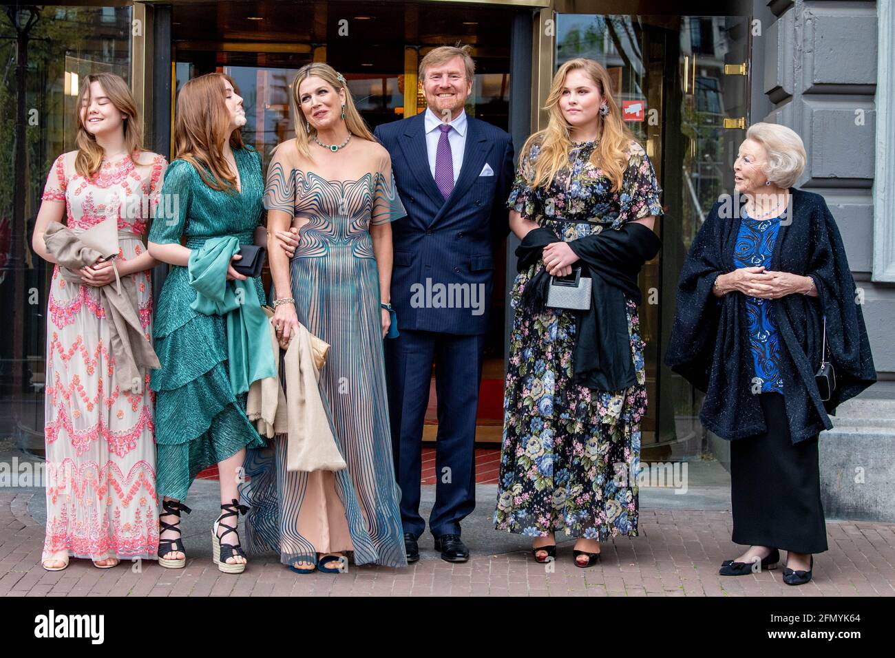 Queen Maxima With King Willem Alexander And Their Daughters Princess Amalia Princess Alexia And Princess Ariane And Princess Beatrix At Royal Theater Carre In Amsterdam In Connection With The Recordings Of The