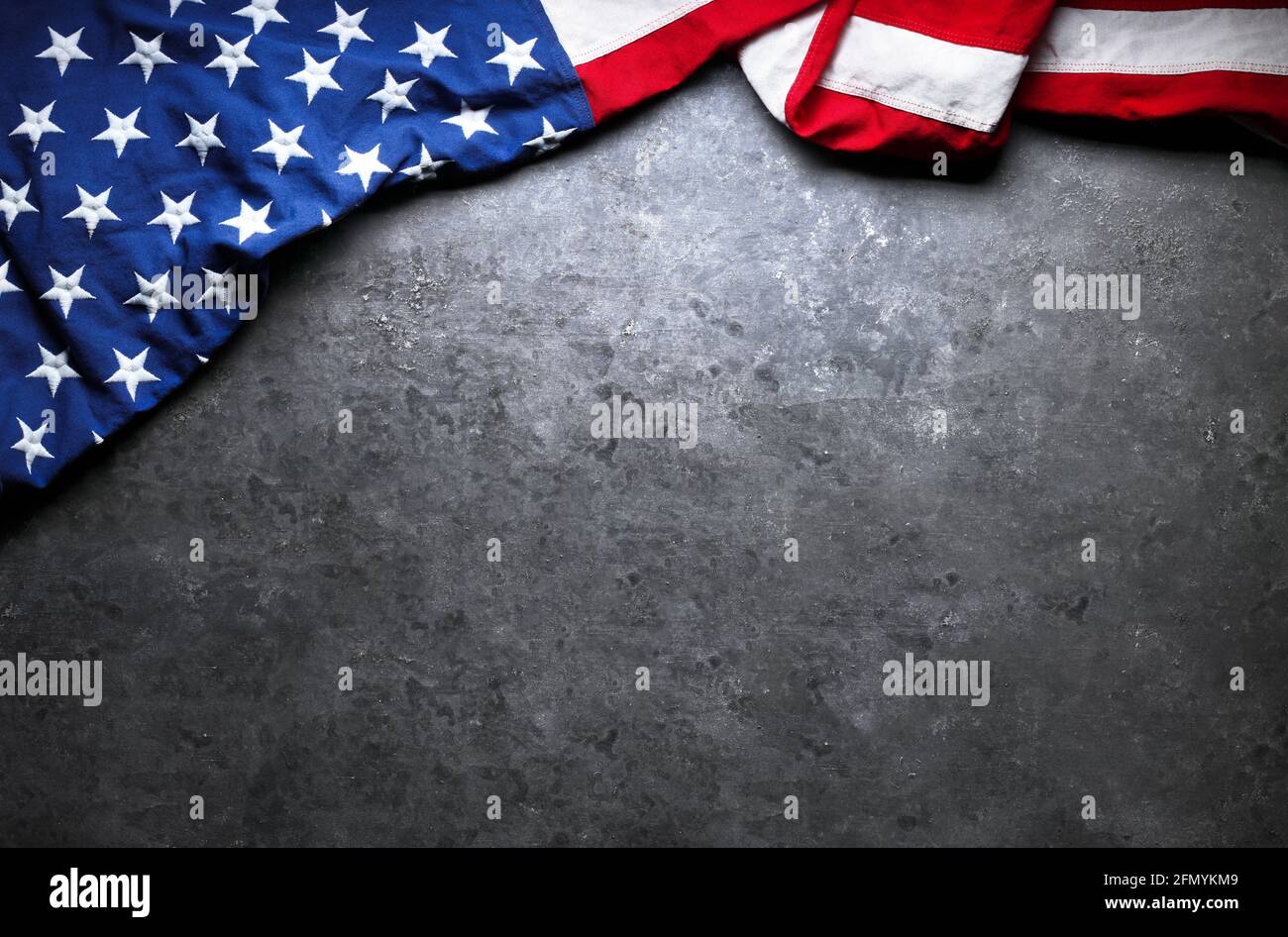 US American flag on worn black background. For USA Memorial day ...