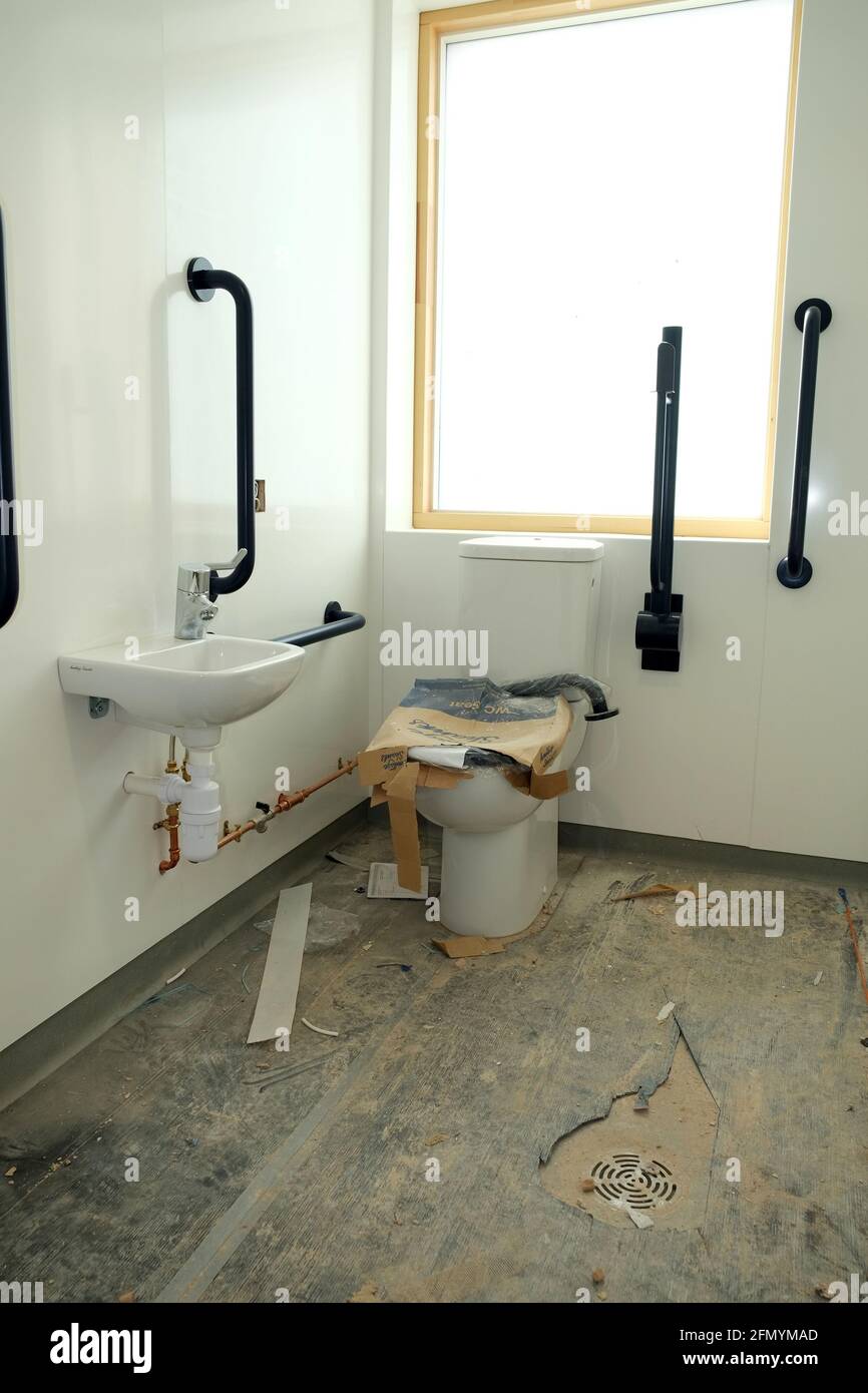 March 2016 - The construction of a new ambulatory wc facilities inside a large commercial building Stock Photo