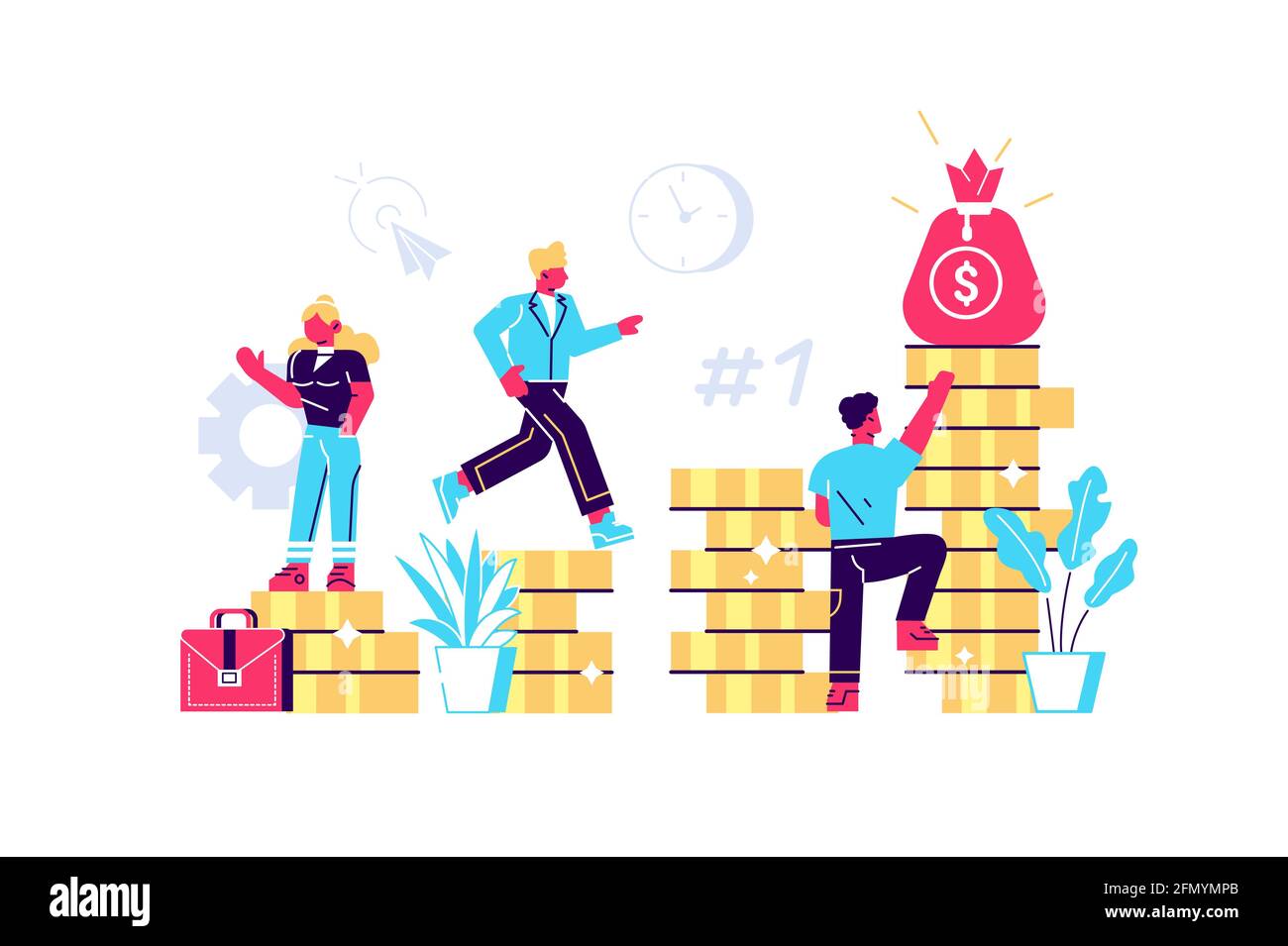 Business people earning money and increase income Stock Vector