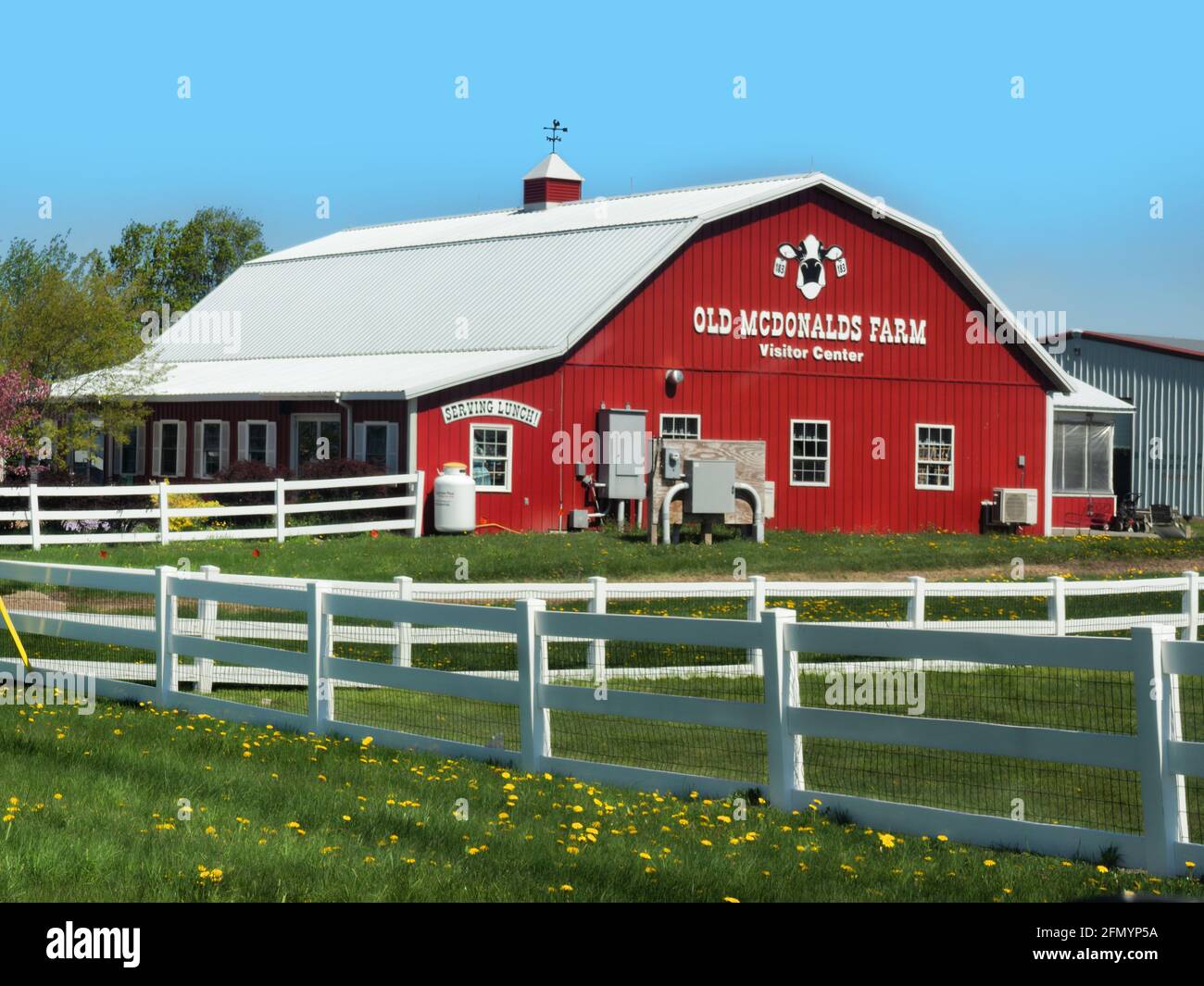Sackets Harbor, New York, USA. May 12, 2021. Old McDonald's Farm in northern New York, An entertainment and educational farm with family activities an Stock Photo