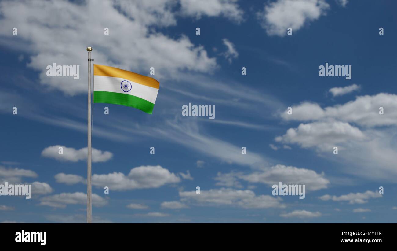 Tiranga indian flag waving in the wind. Close up of India banner