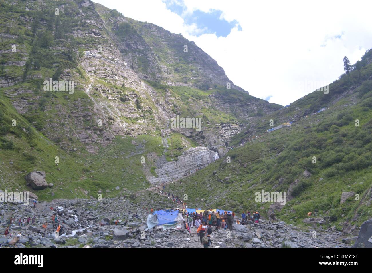 Beautiful View of Mountain Going to Manimahesh Yatra Stock Photo