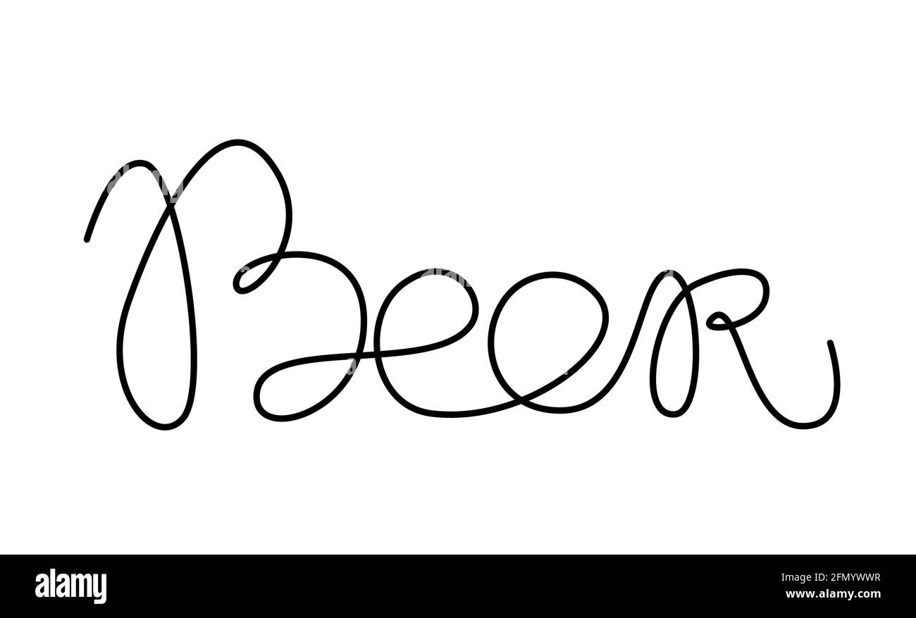 Word Beer hand drawn lettering. Template illustration for banner
