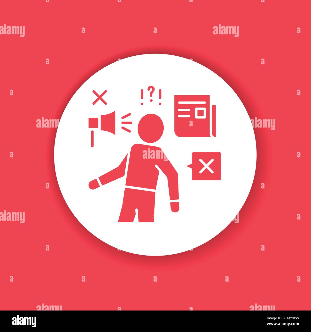 Discredit black glyph icon. Humiliation, insulting a person concept. Sign for web page, mobile app, button, logo Stock Vector