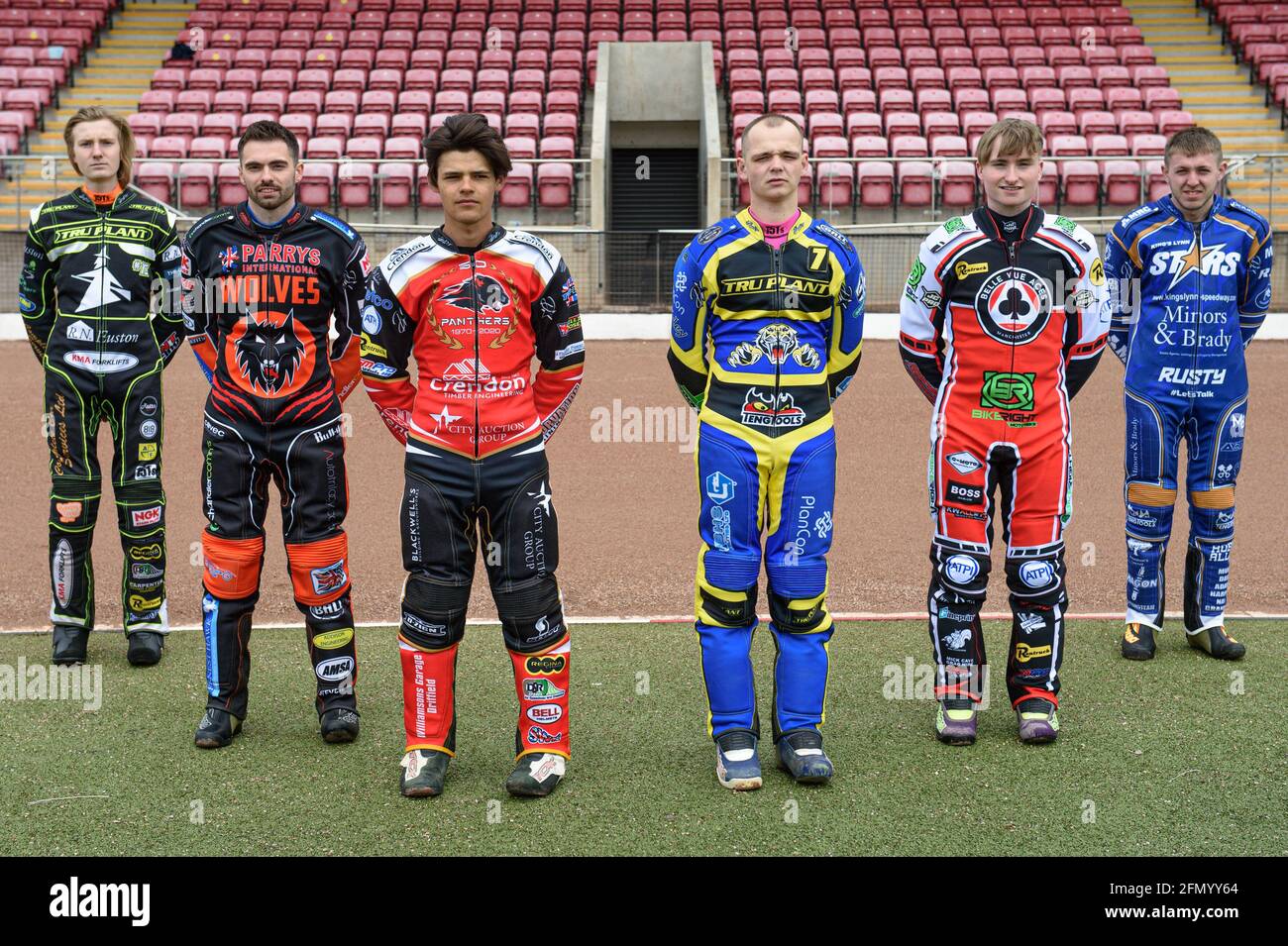 Manchester, UK. 12th May, 2021. MANCHESTER, UK. MAY 12TH: The Premier  League Rising Stars: (l-r) Drew Kemp, Tom Bacon, Jordan Palin, Josh Bates,  Tom Brennan, Ryan Kinsley Discovery Networks Eurosport Speedway Season