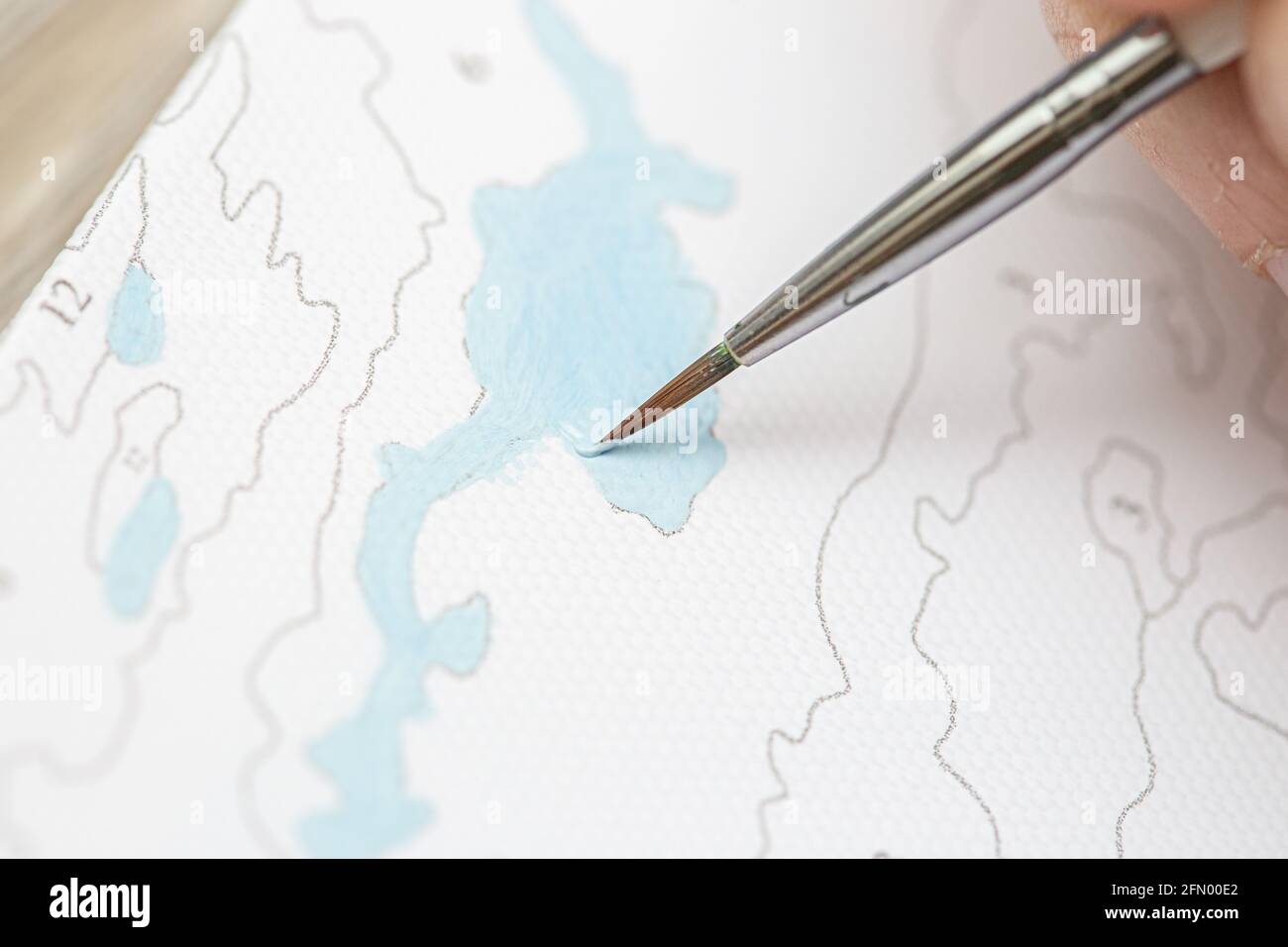 Painting Art. Drawing By Numbers Using Brushes, Numbered Paints Stock