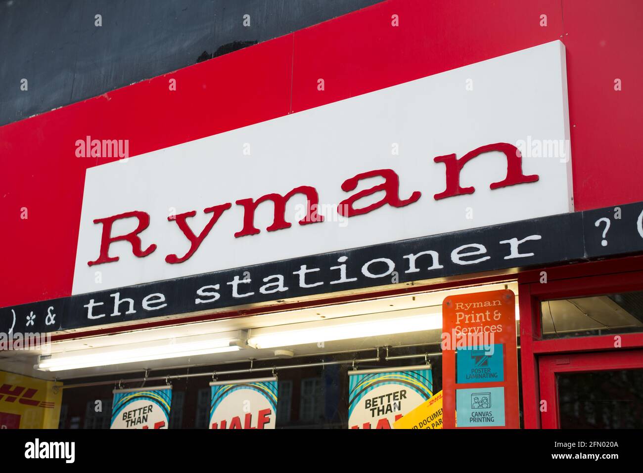 Red Logo Shop Sign Brand Ryman Stationery Shop Stock Photo