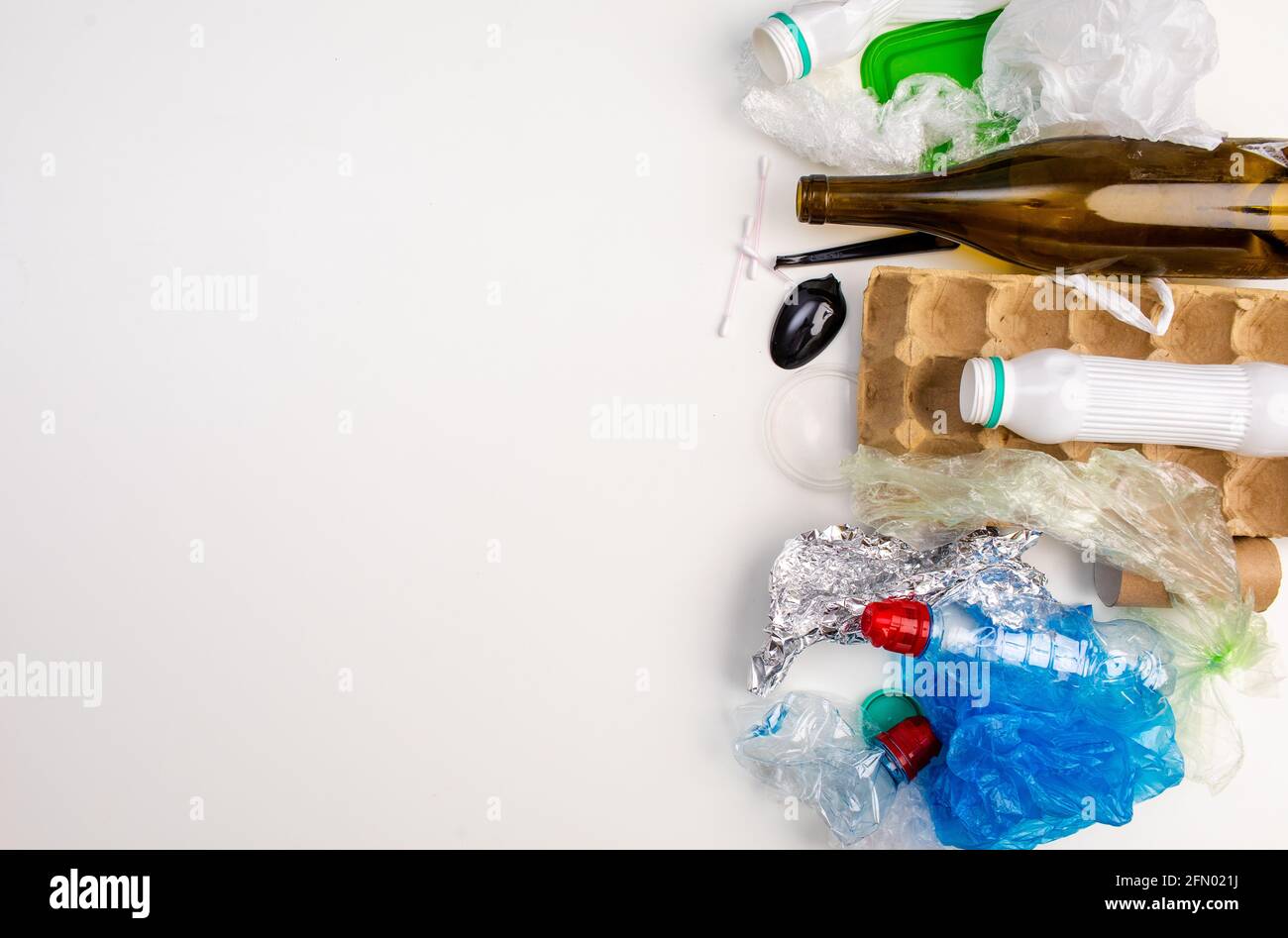 Samples of trash that can be recycled isolated on white background