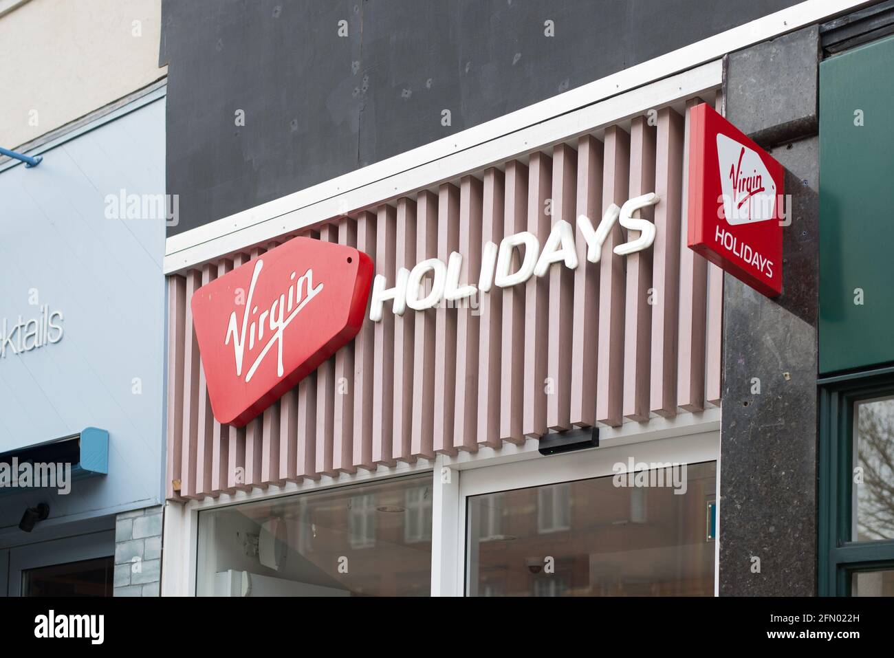 Red Logo Shop Sign Brand Virgin Holidays Stock Photo