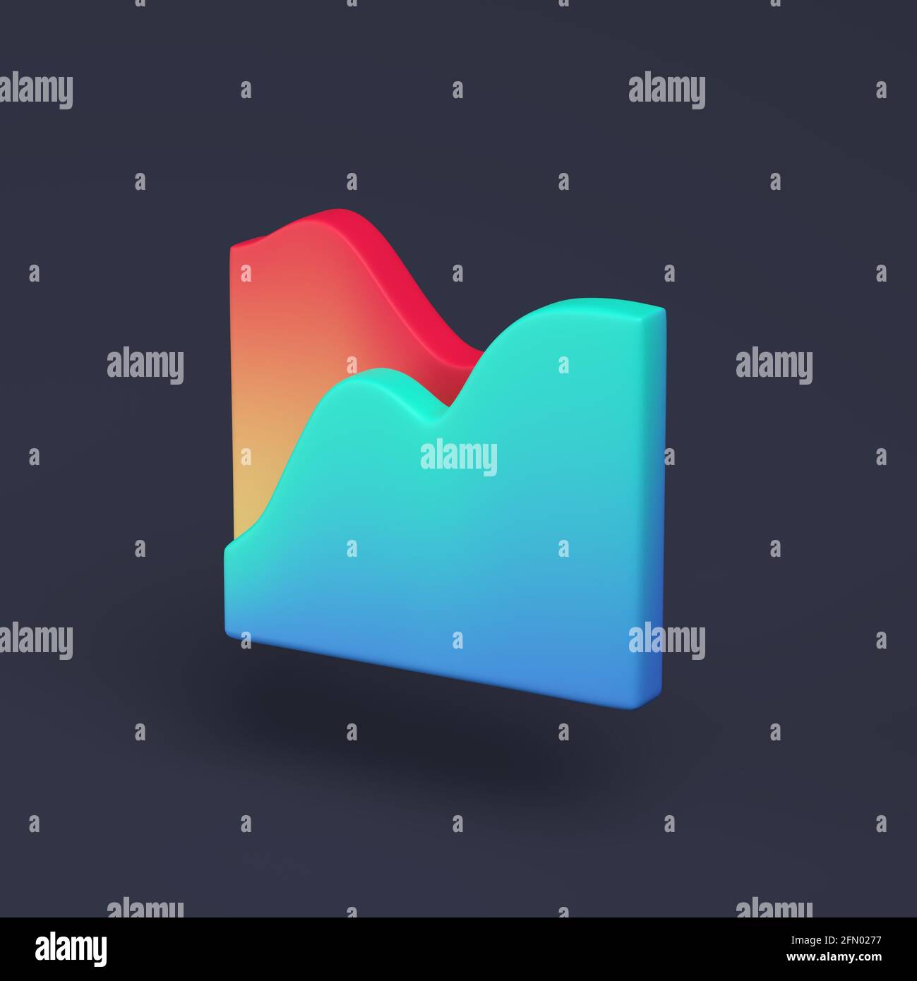 Simple wave diagram icon with colorful gradients 3D illustration on ...