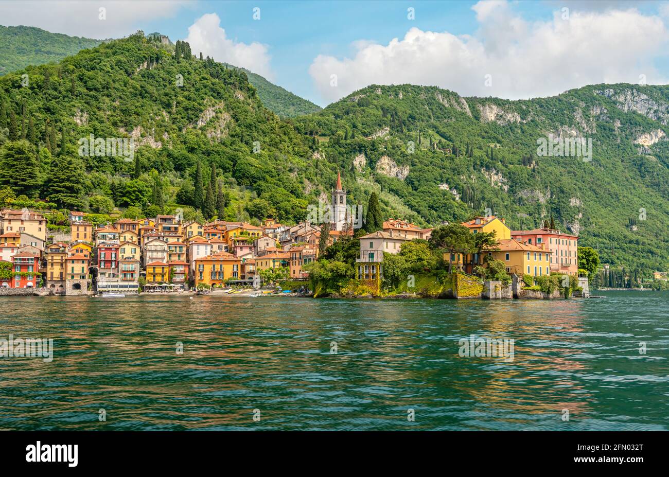 Waterfront ofc seen from the lakeside, Lombardy, Italy Stock Photo