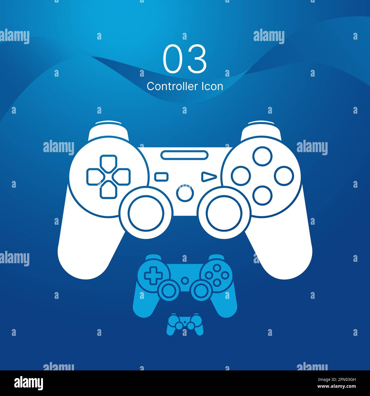 Game controller or gamepad different size range vector flat design icons for gaming apps and websites. Stock Vector