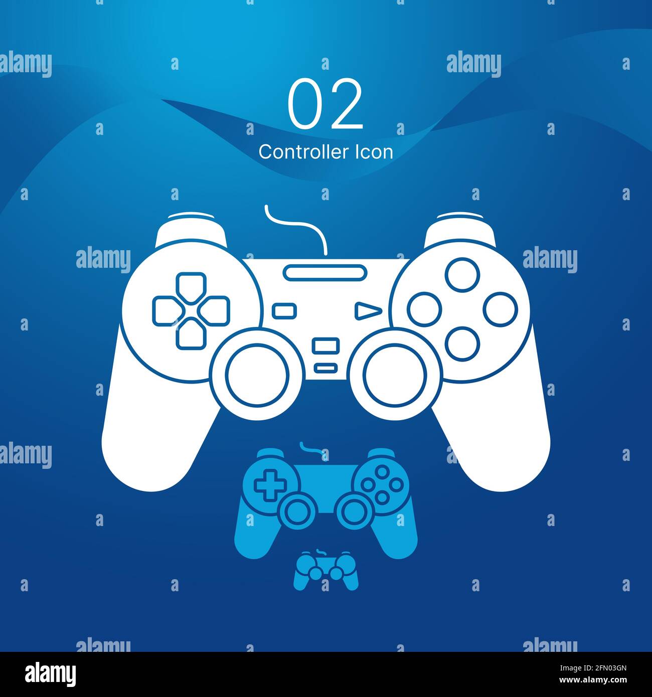 Game controller or gamepad different size range vector flat design icons for gaming apps and websites. Stock Vector