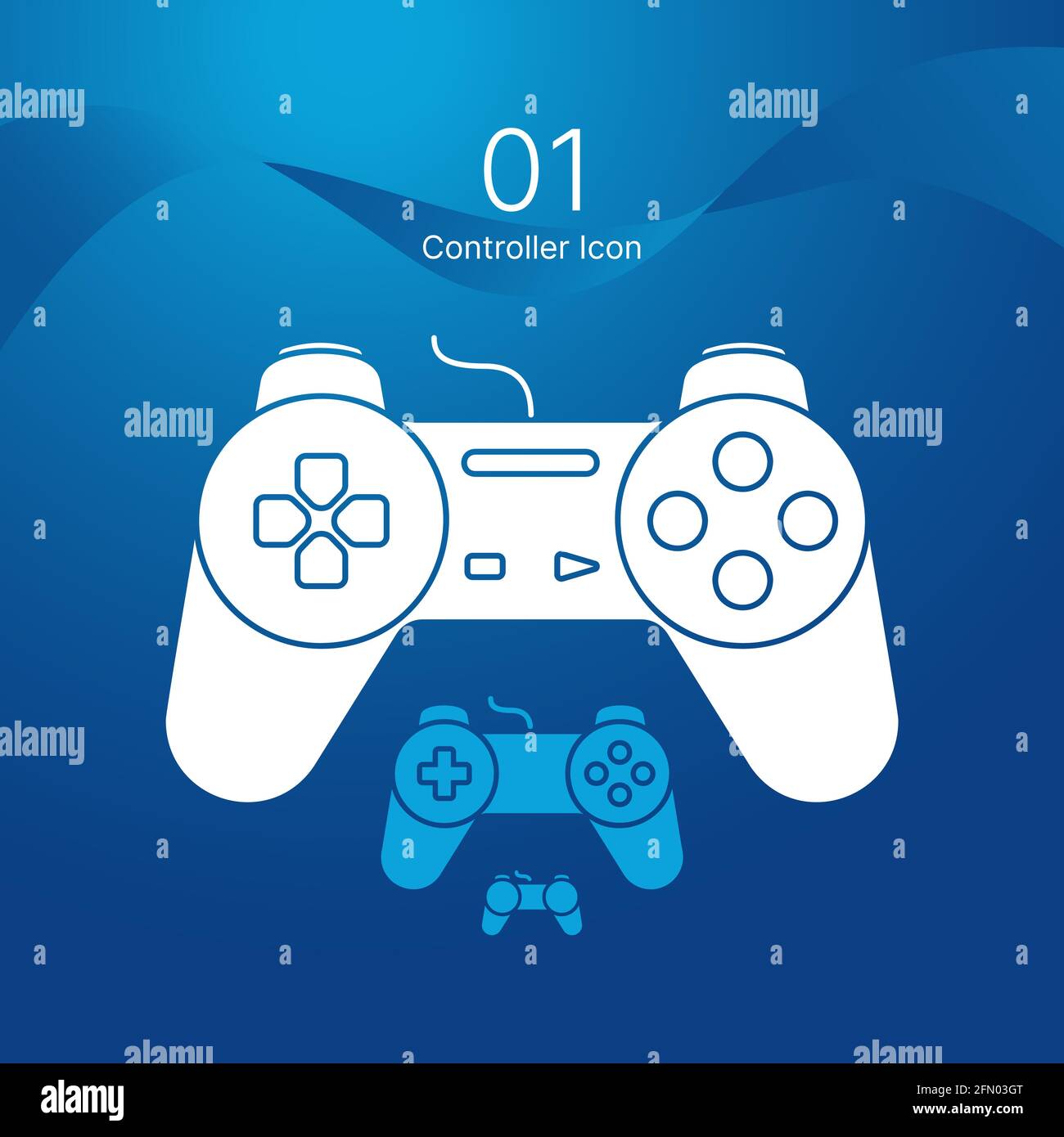 Game controller or gamepad different size range vector flat design icons for gaming apps and websites. Stock Vector