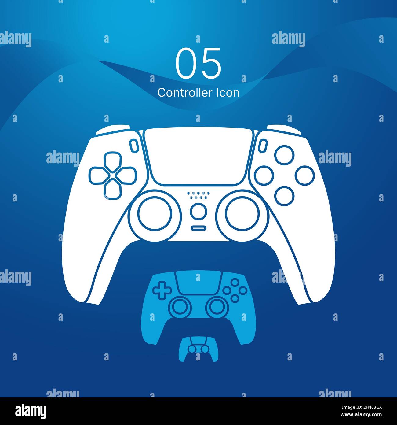 Game controller or gamepad different size range vector flat design icons for gaming apps and websites. Stock Vector