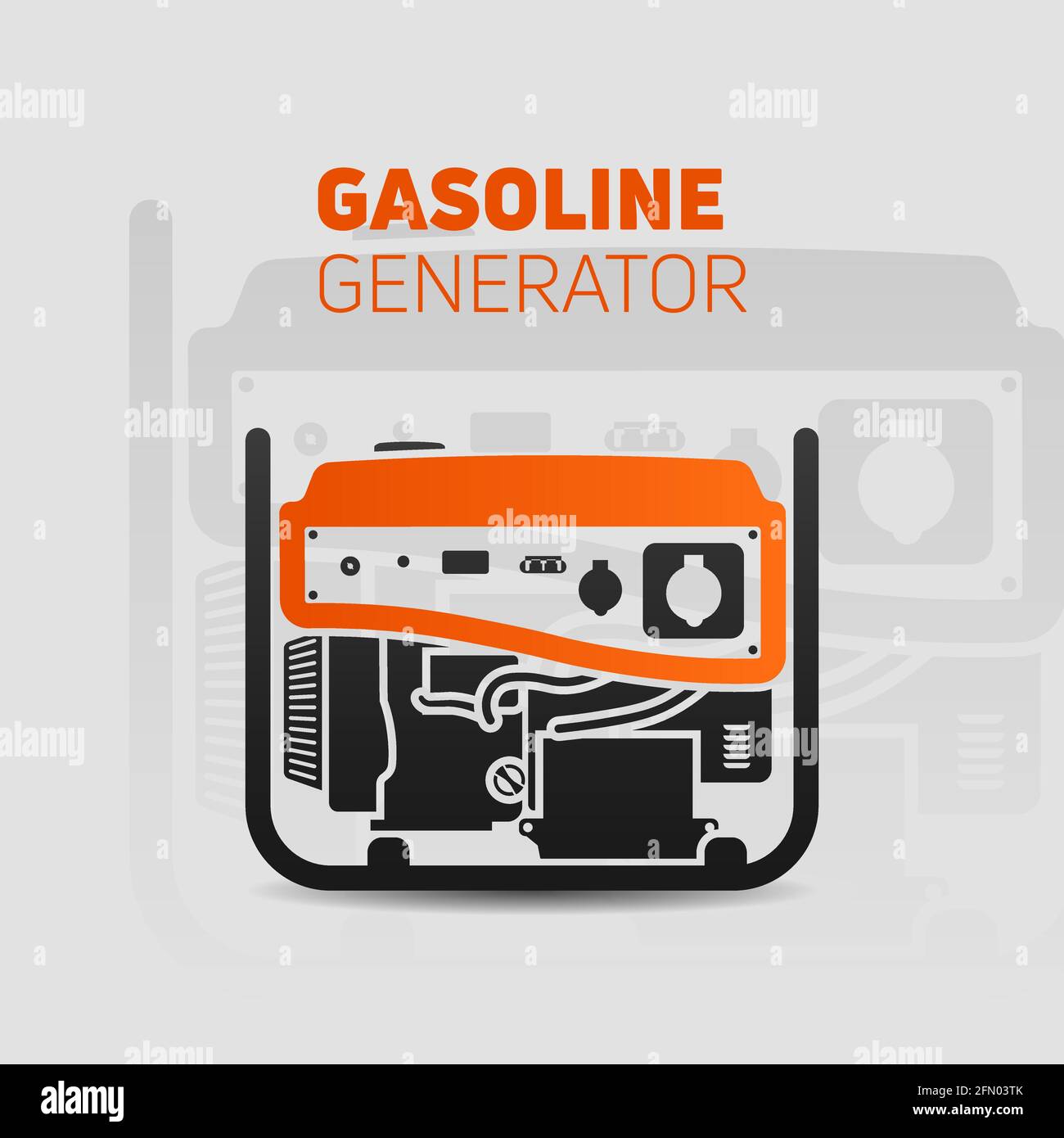 Gasoline generator vector with yellow accent illustration template. Easy to edit, change size, color. Stock Vector