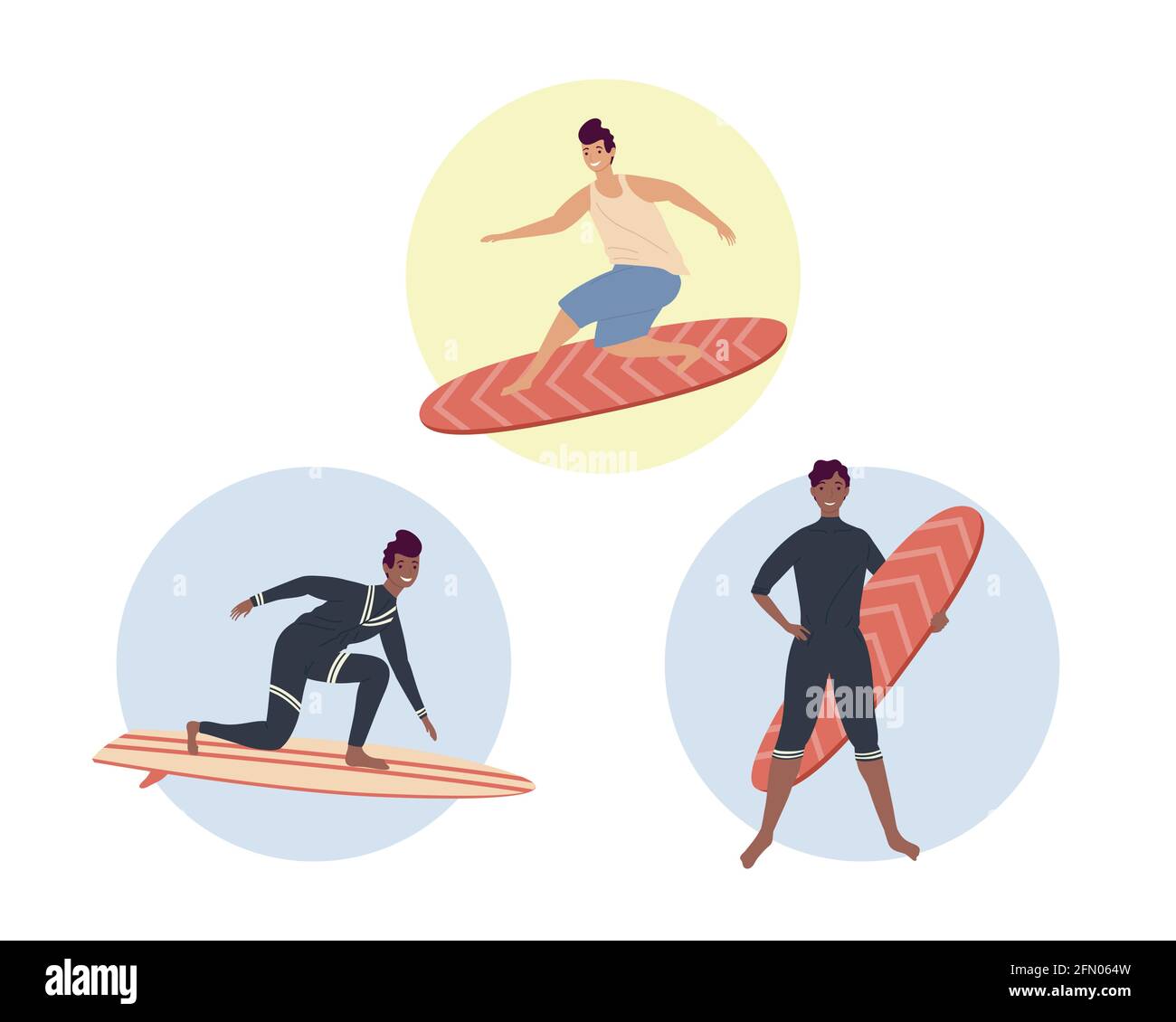 three male surfers set icons Stock Vector Image & Art - Alamy