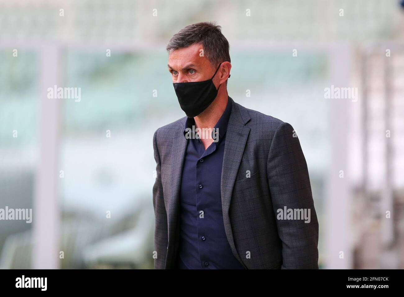 Paolo Maldini of AC Milan during the Serie A match between Torino FC and AC Milan at Olympic Grande Torino Stadium on may 12, 2021 in Turin, Italy. Stock Photo