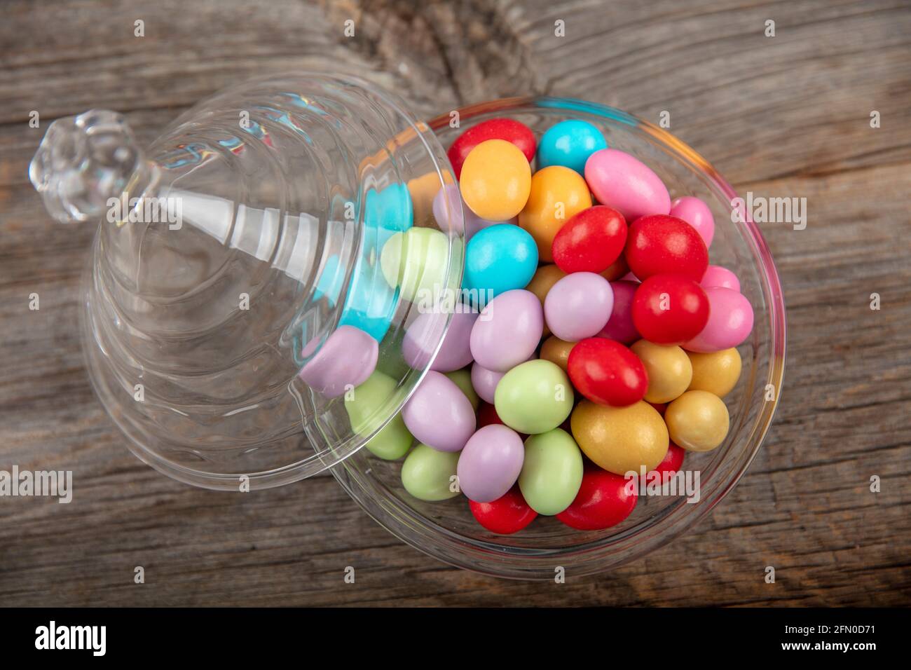 Colorful almond candy. Small colorful egg shape candies with almond