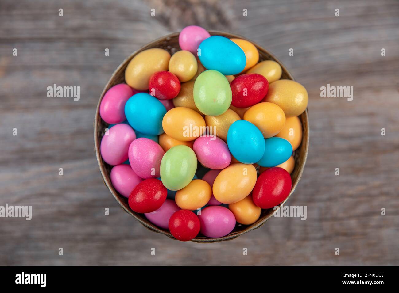 Colorful almond candy. Small colorful egg shape candies with almond