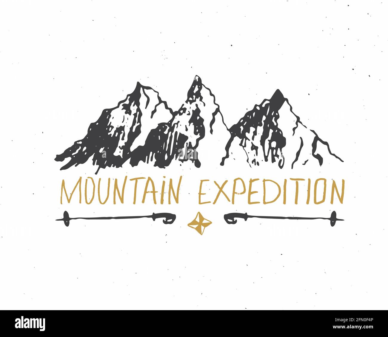 Mountain expedition lettering handwritten sign, Hand drawn grunge