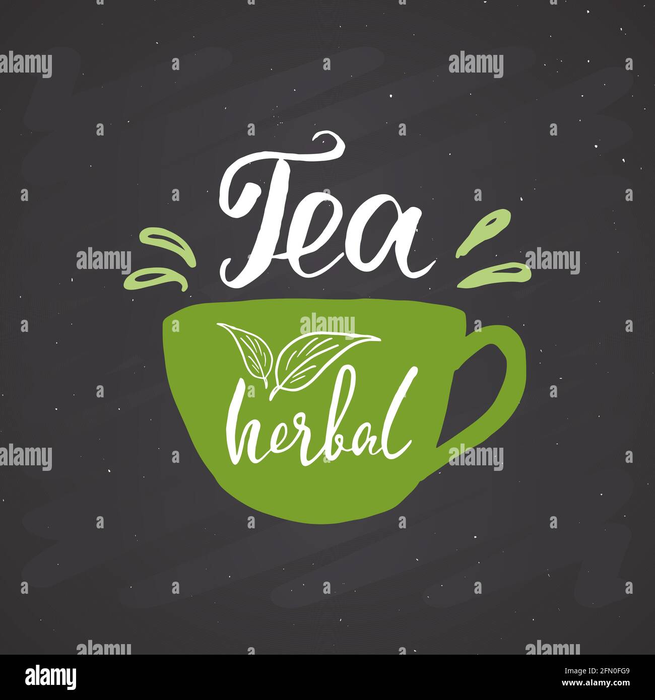 Herbal Tea lettering handwritten sign, Hand drawn grunge calligraphic ...