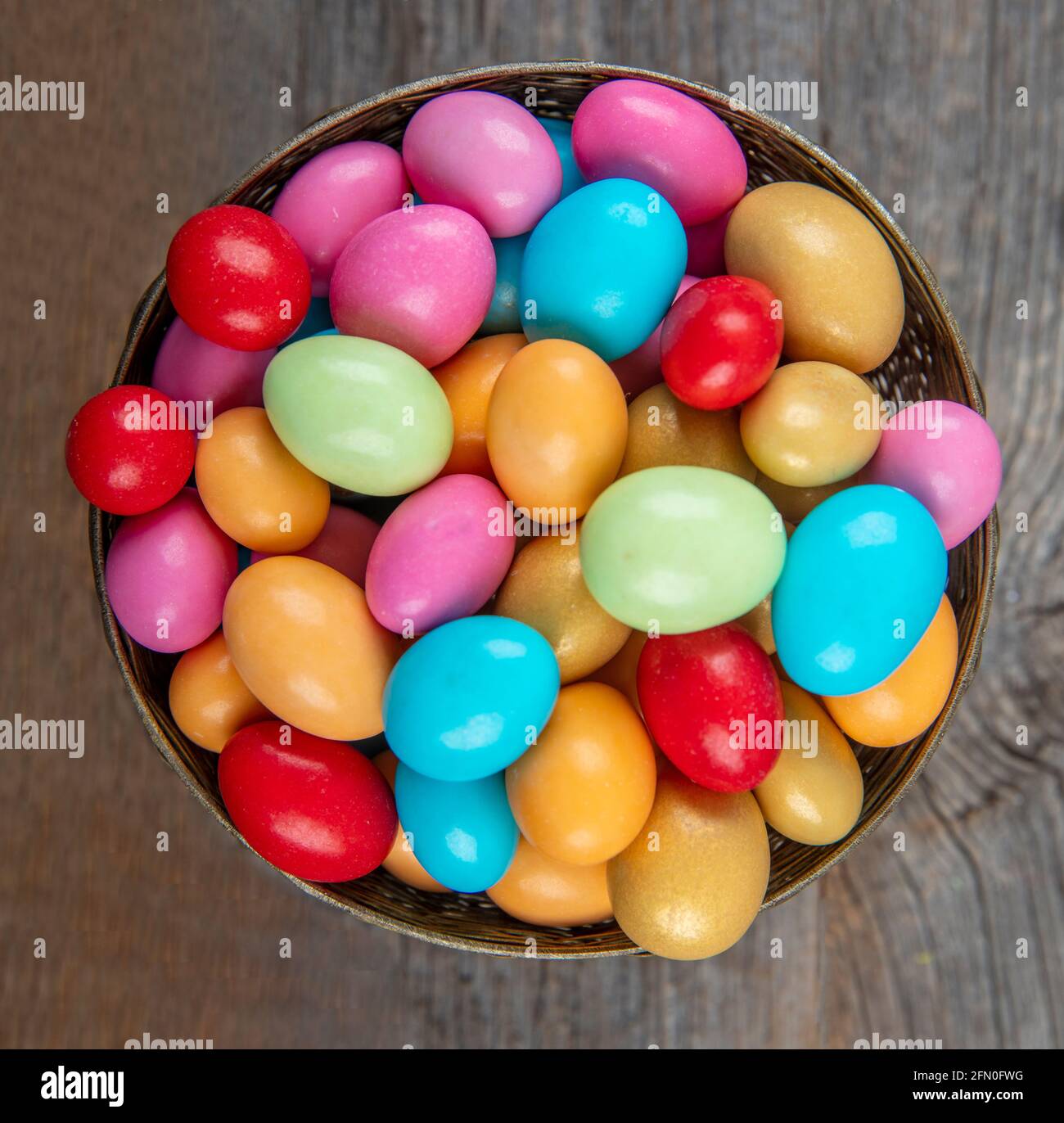 Colorful almond candy. Small colorful egg shape candies with almond