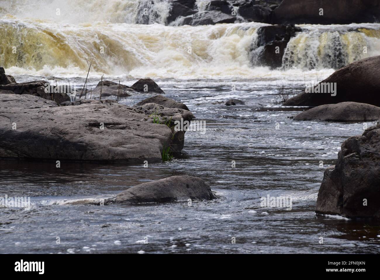 Scenic Maddington waterfalls in southern Quebec. This stream ends in