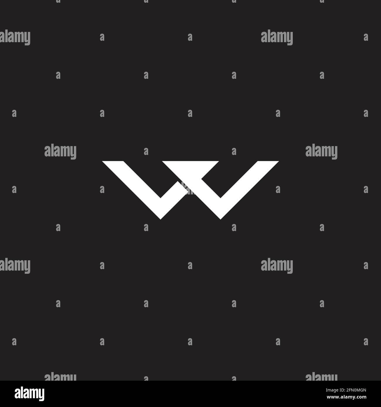 letter vw simple linked line geometric logo vector Stock Vector