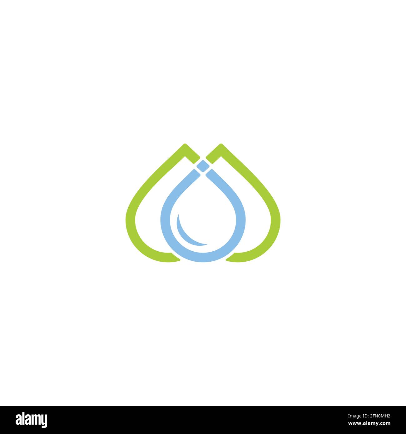 letter m green mountain water source symbol vector Stock Vector