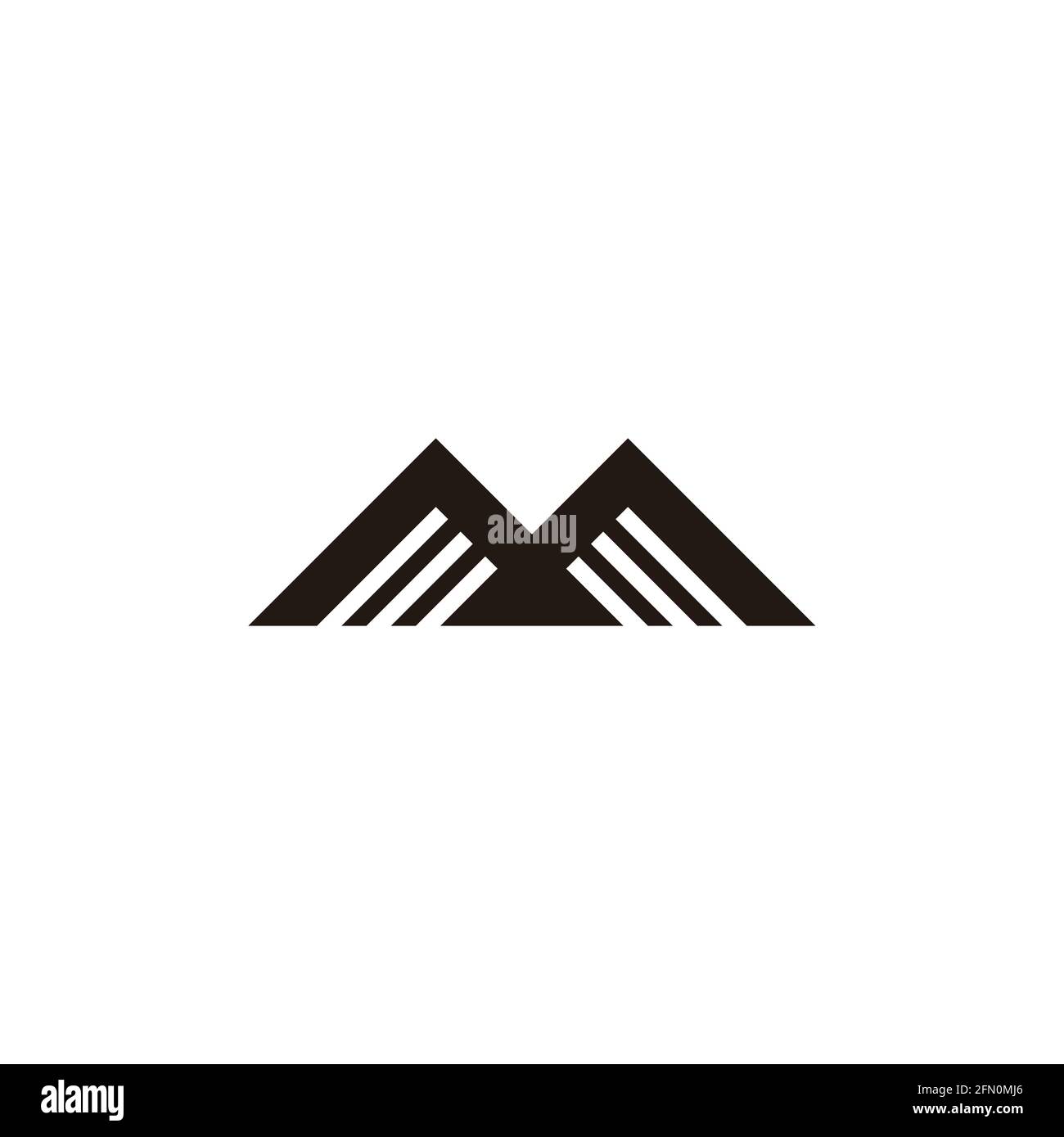 mountain stripes letter m simple geometric logo vector Stock Vector