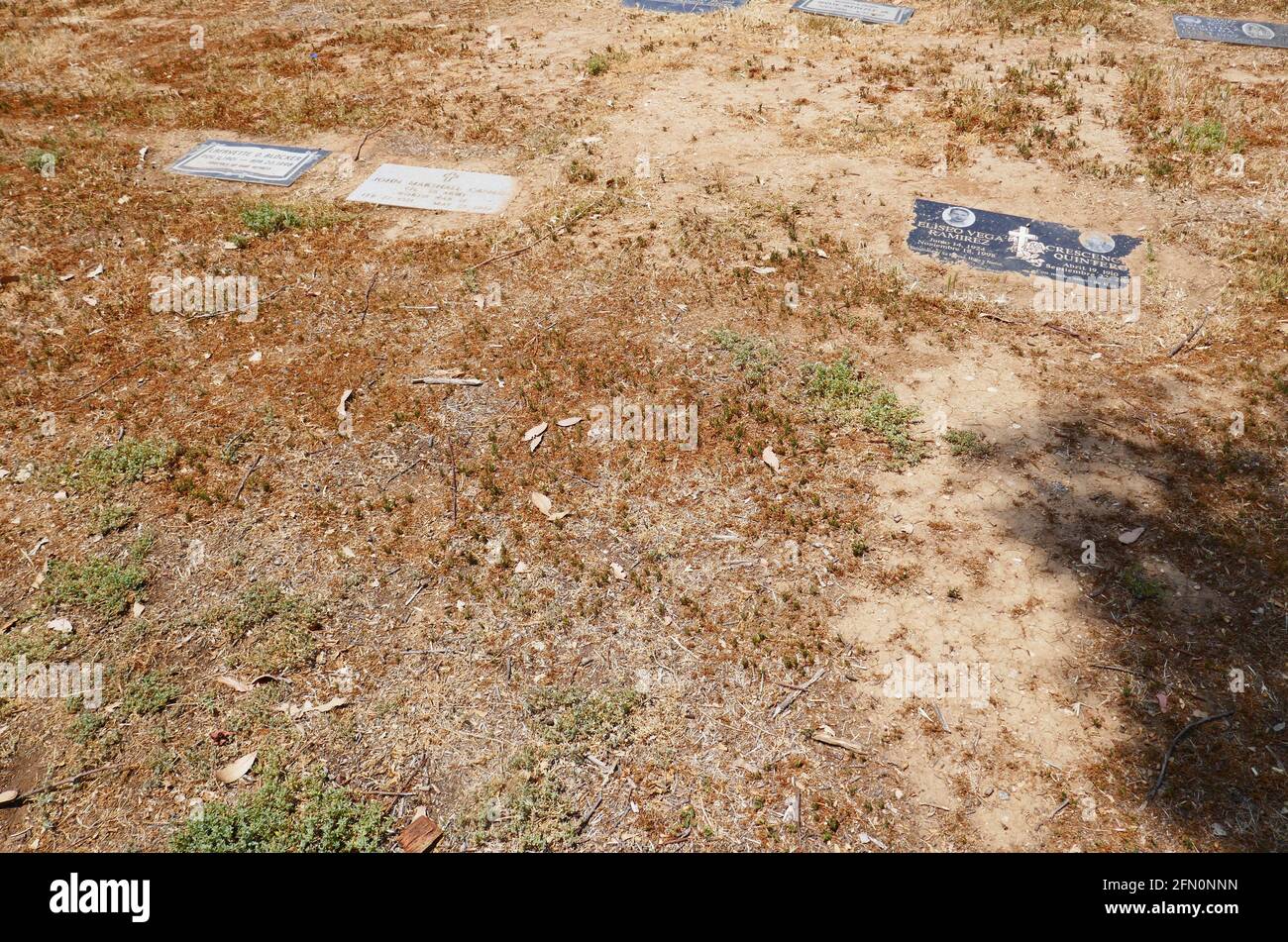 Los Angeles, California, USA 5th May 2021 A general view of atmosphere of Murderer Marvin Pentz Gay Sr's unmarked Grave, who killed his son Singer Marvin Gaye and is buried here at Evergreen Cemetery at 204 Evergreen Avenue on May 5, 2021 in Los Angeles, California, USA. Photo by Barry King/Alamy Stock Photo Stock Photo