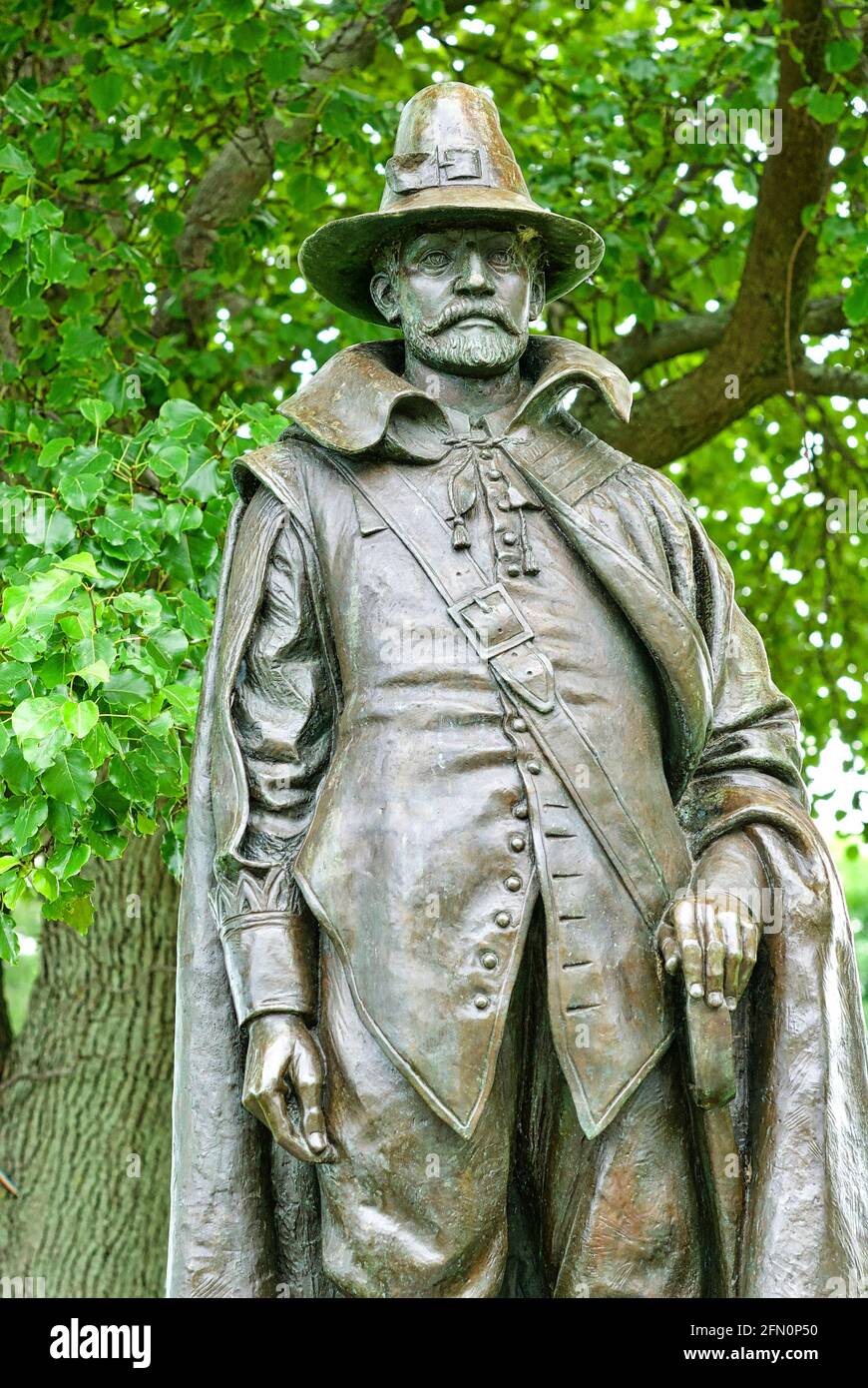Plymouth, Massachusetts, USA July 2, 2019 A statue of Plymouth Colony's Governor William