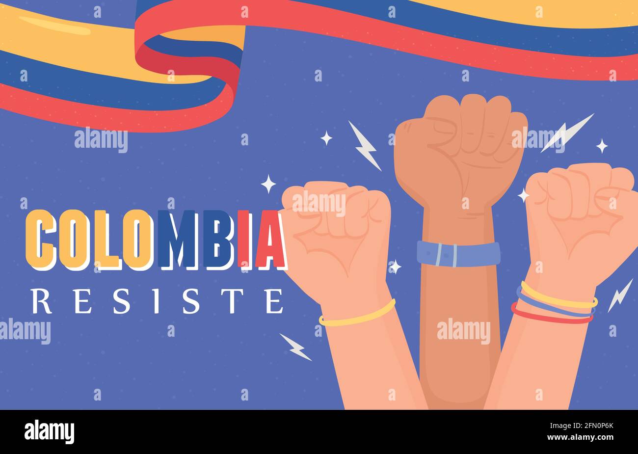 Colombia resists protest Stock Vector