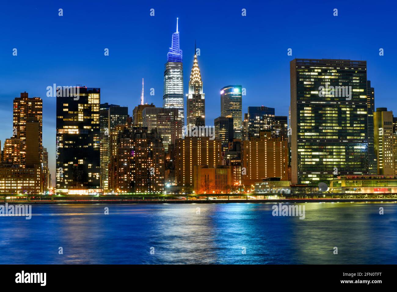 View of Midtown Manhattan at sunset from Long Island City, Queens, New York City. Stock Photo