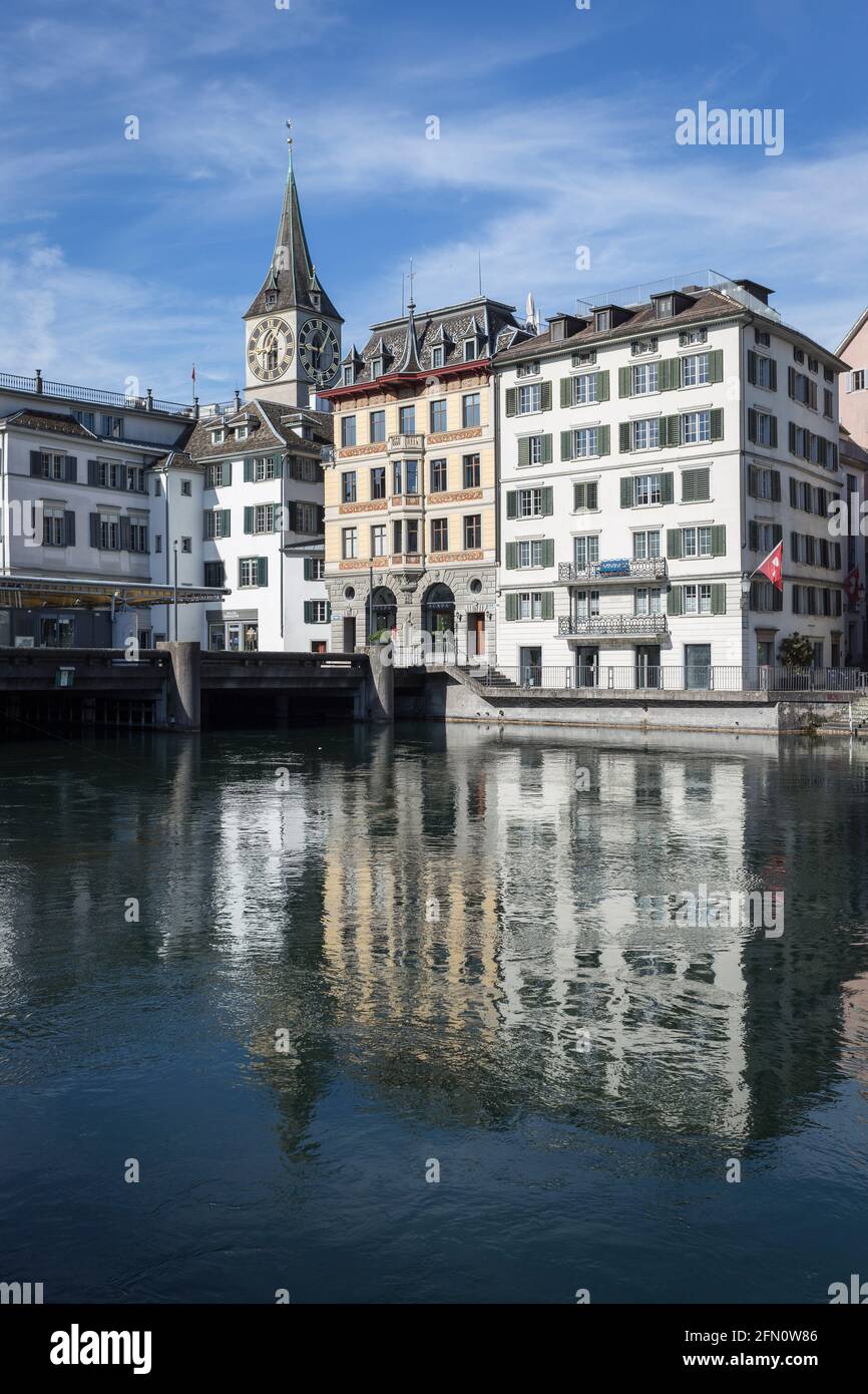 Limmat river, Old Town, Zurich, Switzerland Stock Photo