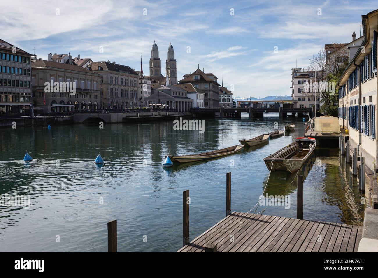 Limmat river, Old Town, Zurich, Switzerland Stock Photo