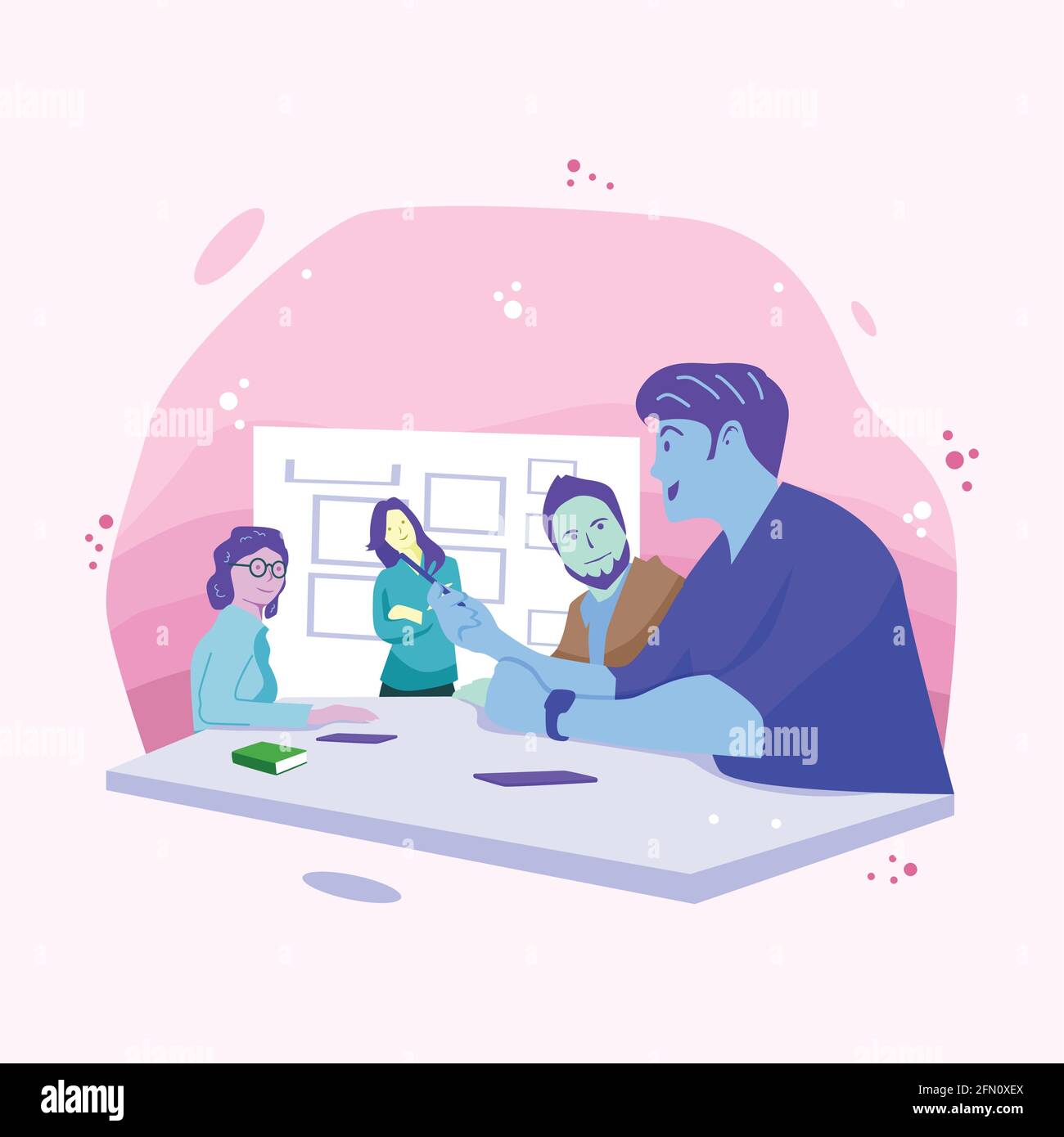 Two People Explaining Computer Vector Business People Meeting Explaining Modern Vector Illustration Stock ...
