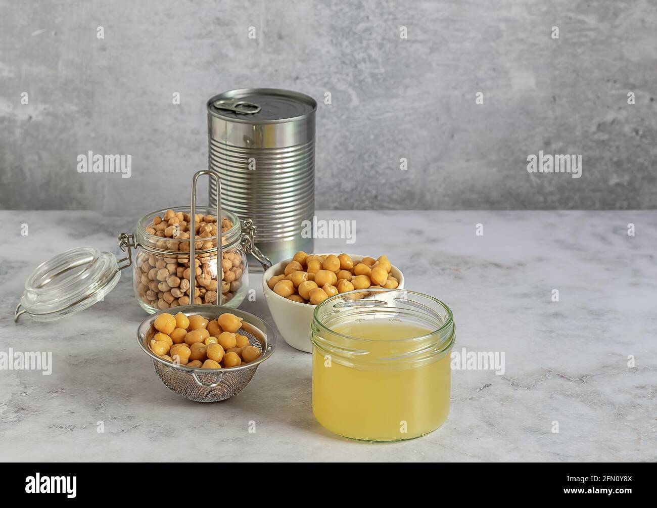 Canned chickpea water aquafaba. Egg replacement and substitutes. Vegan