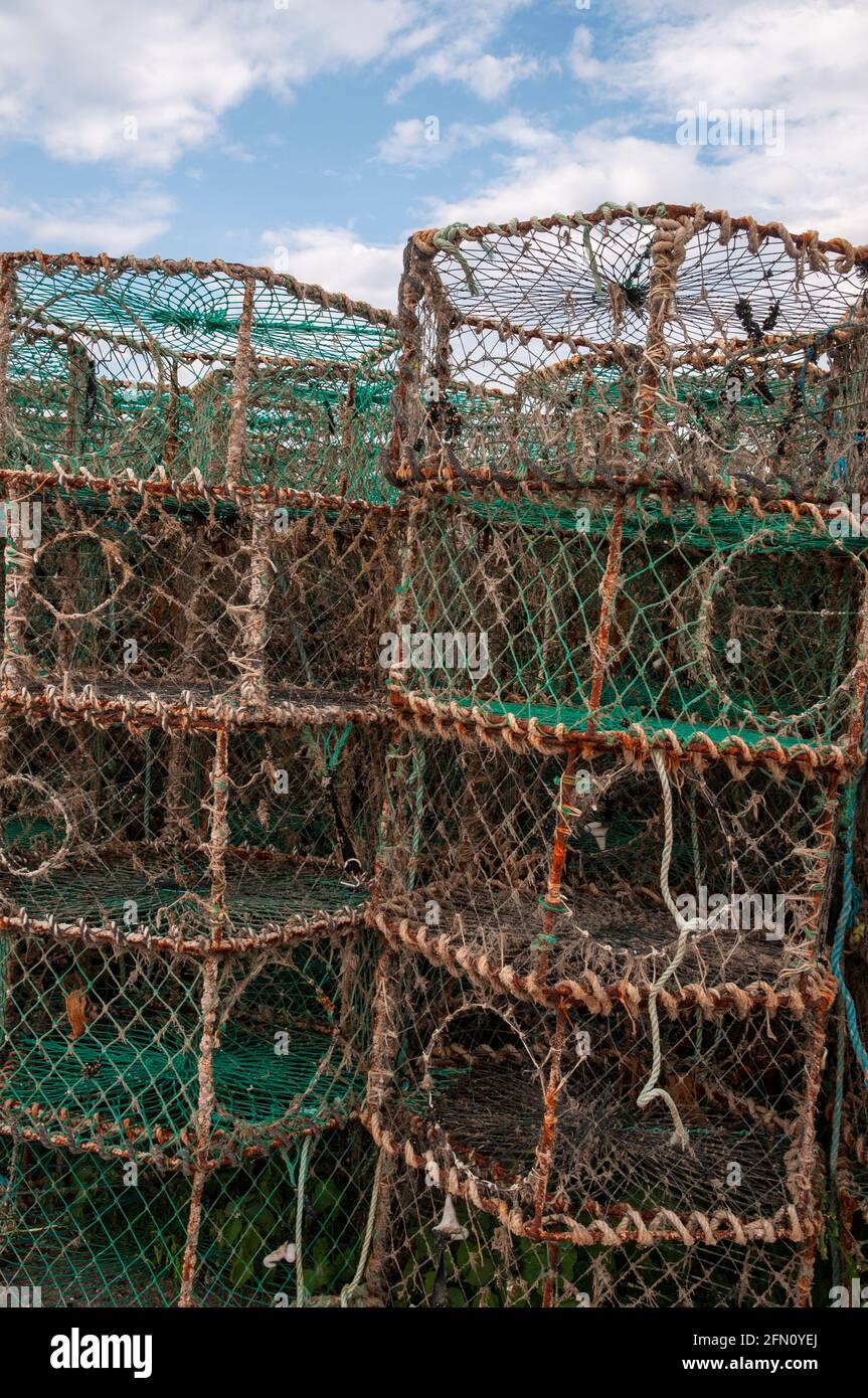 Empty fishing traps, Le Treport, Seine-Maritime (76), Normandy, France Stock Photo