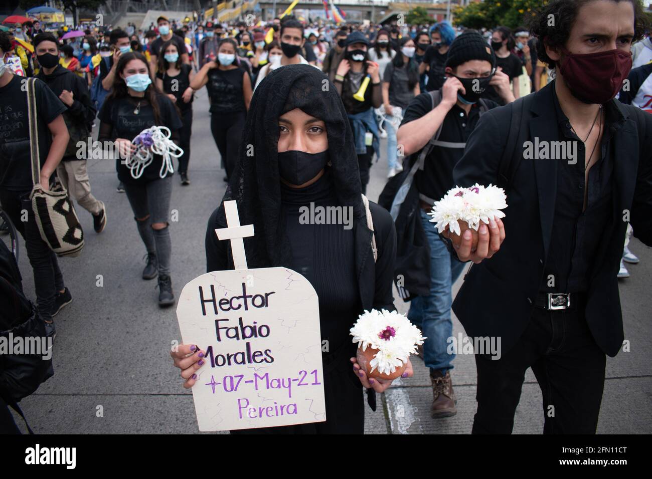 Bogota, Cundinamarca, Colombia. 12th May, 2021. The city of Bogota faces its fourteenth day of protests in the context of the national strike called by social sectors against the Colombian government of President Ivan Duque Credit: Daniel Romero/LongVisual/ZUMA Wire/Alamy Live News Stock Photo