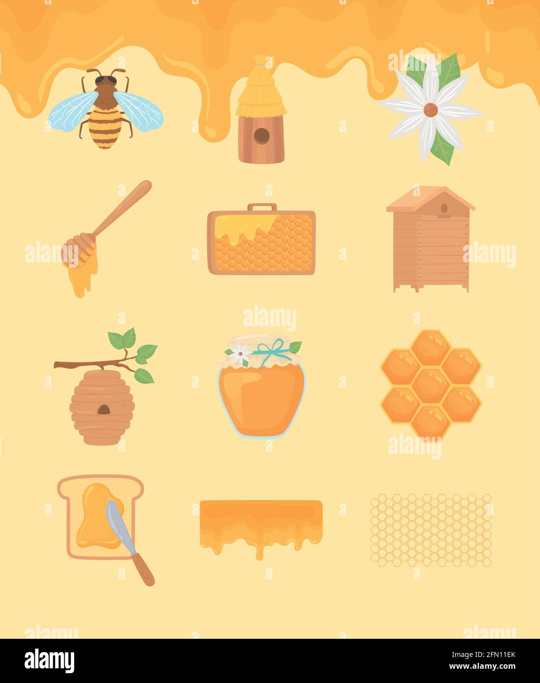 beekeeping icon set Stock Vector Image & Art - Alamy