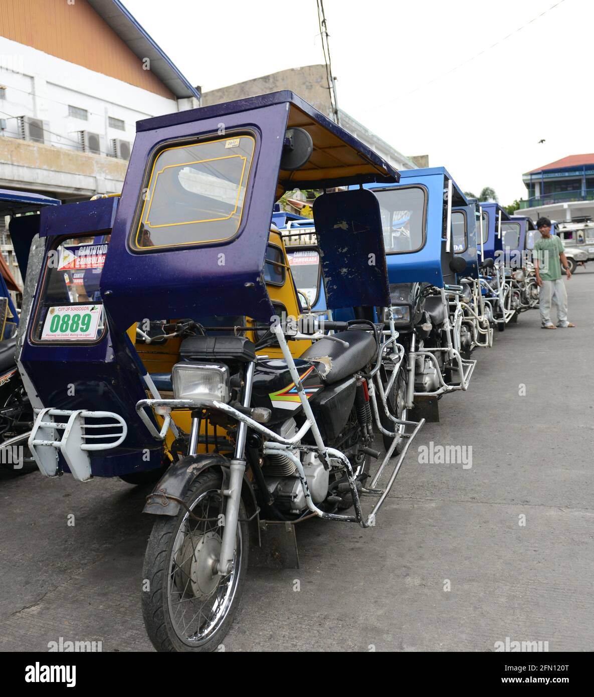 Tricycles in Sorsogon city, BIcol region, The Philippines Stock Photo