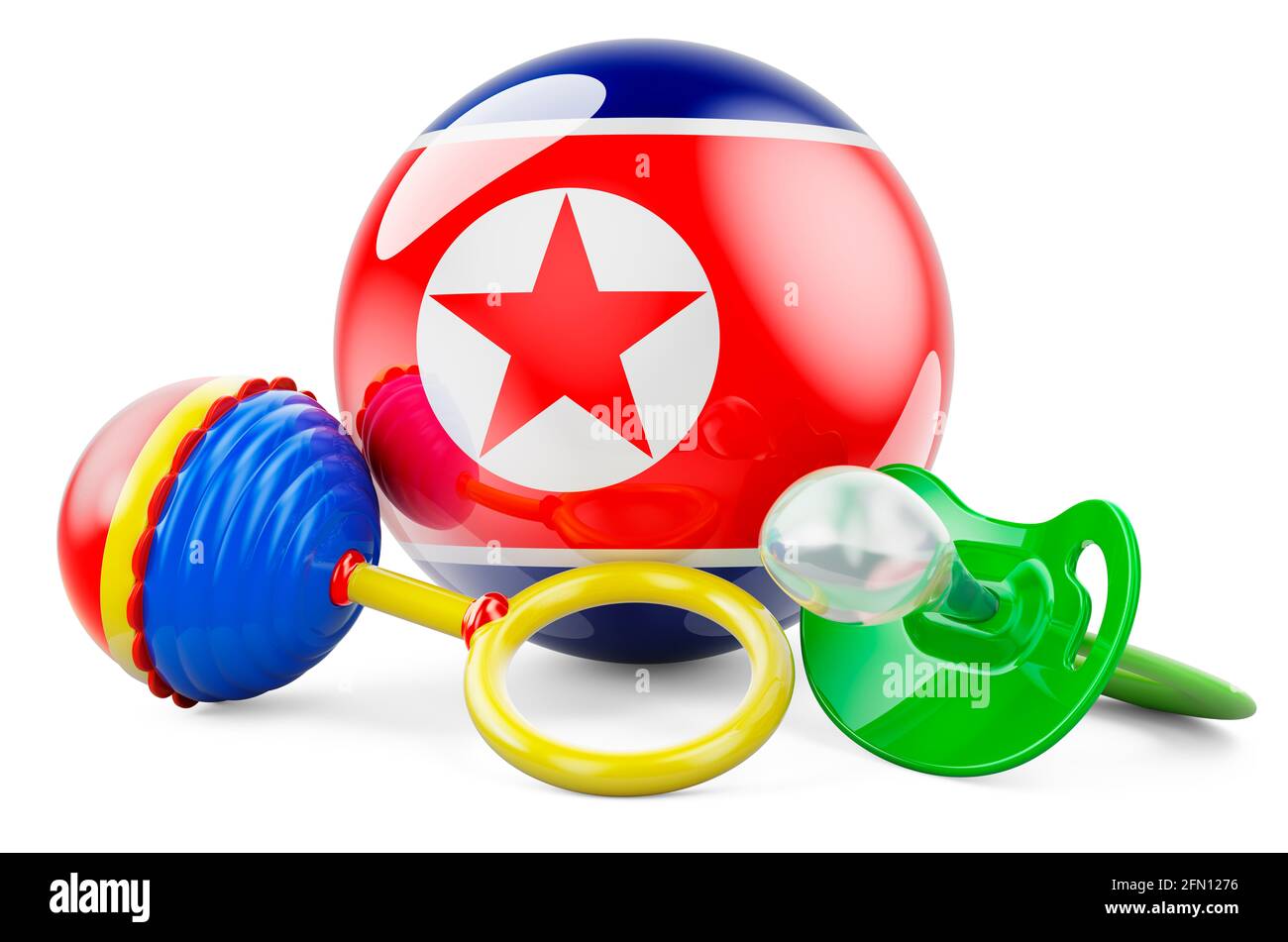 Birth rate and parenting in North Korea concept. Baby pacifier and baby